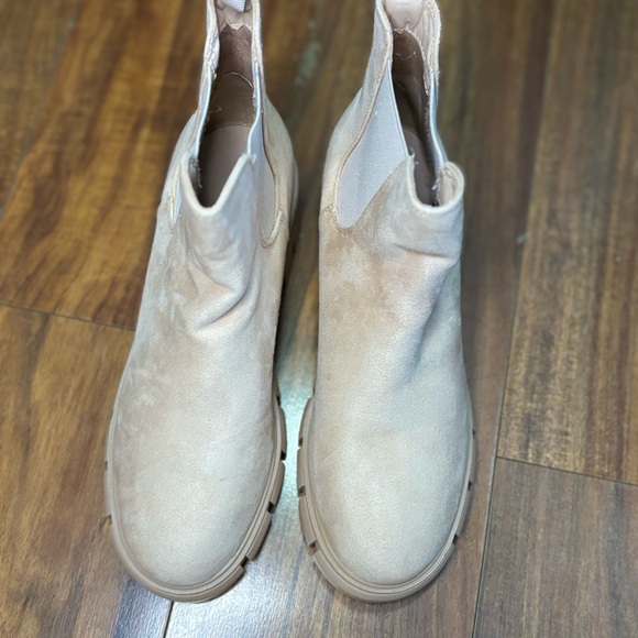 Nude Suede Chelsea Ankle Boots - Picture 5 of 6